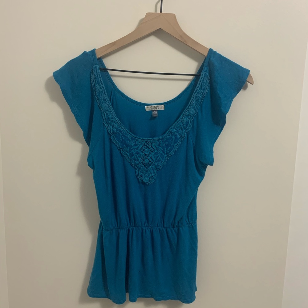 Blue lace blouse